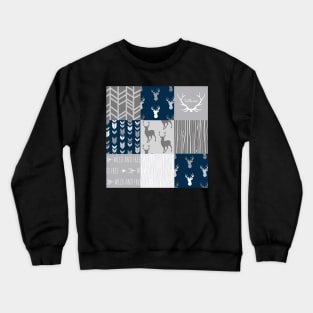 Patchwork Woodland - navy and grey Crewneck Sweatshirt